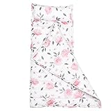 PHF Toddler Nap Mat with Removable Pillow, Rollup Design Slumber Bags for Girls, Sleeping Bag Features Hook & Loop Fastener, Sleeping Mat for Daycare, Preschool Kindergarten, 50'x20', Floral, Ages 3-6