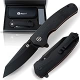 Holtzman's Gorilla Survival Folding Knife D2 Steel Blade G10 Tactical Handle Pocket Folding Knife EDC Giftset for Men (Black and Orange)