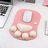 Lomiluskr Cute Cat Paw Mouse Pad, Precision Lycra Cloth Surface, Silicone Fill, Non-Slip PU Base, 270 x 195mm / 10.6 × 7.7 in (Pink Cat Paw)