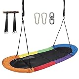 RedSwing 65' Saucer Swing for Kids, Giant Platform Swing for Outdoor Playground, Flying Oval Surf Swing Strong Heavy Duty, 500lbs Weight Capacity, Easy to Asssemble, Rainbow