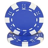 Brybelly Clay Composite Striped Dice 11.5-gram Poker Chips (100-pack) - Blank Non-denominated Poker Chips - Custom Cash Games and Home Casino Poker Nights (Blue)