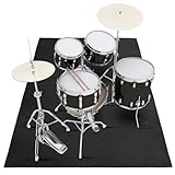 Hossmily Drum Rug, 3.9Ft x 5.2Ft Drum Mat, Electrical Drum Carpet Soundproof Rug Pads Drum Accessories for Electric Drums Jazz Drum Set Great Gift for Drummers, Black