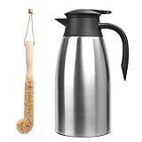 Yummy Sam Thermal Coffee Carafe Stainless Steel 68oz(2 Lifter) Double Walled Vacuum Coffee Thermos Water Beverage Dispenser 12 Hour Heat Retention/24 Hour Cold Retention (Silver)