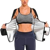 TrainingGirl Women Sweat Vest Waist Trainer Trimmer Belt Weight Loss Hot Sauna Suit Zipper Workout Tank Tops Slim Body Shaper (Black, X-Large)