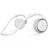 RTUSIA Small Bluetooth Headphones Wrap Around Head - Sports Wireless Headset with Built in Microphone and Crystal-Clear Sound, Foldable and Carried in The Purse, and 12-Hour Battery Life, White