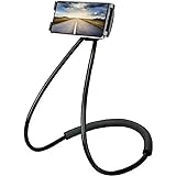 Universal Smart Mobile Phone Stand - Hanging on Neck Cell Phone Mount Holder - Flexible Lazy Bracket DIY Free Rotating for Multiple Functions - Holder Hands-Free for All Phones & Tablets (Black)