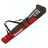 BRUBAKER Padded Ski Bag Skibag Carver Pro 2.0 with strong 2-Way Zip and Compression Straps - Red Black - 74 3/4'