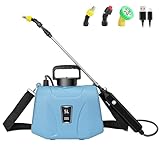 SZHLUX 1.35 Gallon Battery Powered Sprayer, Upgrade Electric Sprayer with USB Handle, Telescopic Wand, 3 Mist Nozzles and Adjustable Shoulder Strap, Garden Sprayer for Gardening, Cleaning
