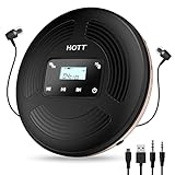 HOTT CD903TF Portable CD Player for Car with Bluetooth FM Transmitter，Rechargeable Touch Button Backlight Display Black
