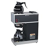 BUNN 33200.0015 VPR-2GD 12-Cup Pourover Commercial Coffee Brewer with Upper and Lower Warmers and Two Glass Decanters, Black, Stainless, Standard