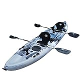 BKC TK219 12.5-Foot Tandem 2 or 3 Person Sit On Top Fishing Kayak w/Padded Seats and Paddles (Grey Camo)