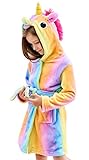 Doctor Unicorn Soft Unicorn Hooded Bathrobe Sleepwear - Unicorn Gifts for Girls (Rainbow, 7-9 Years)