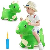 iPlay, iLearn Bouncy Pals Dinosaur Hopper Toy 2 Year Old Boy, Toddler Plush Bounce Animals, Ride on Bouncing Triceratops for Kids, Outdoor Hopping Horse Bouncer, Cool Birthday Gifts 3 4 5 6 Yr Girls
