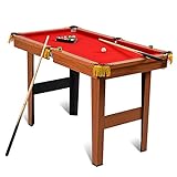 Goplus 47'/48‘’ Pool Table, Mini Pool Game Table with 2 Cue Sticks, 16 Balls, Triangle, Chalk, Portable Compact Billiard Table for Kids Adults Family(Red (48inch-unfoldable))