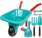 TeganPlay Kids Wheelbarrow and Garden Tools Set Outdoor Play for Boys Girls 3 and up