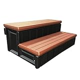 Leisure Accents Confer 36 Inch Deluxe Weather Resistant Patio Deck Long Hot Tub and Spa Step, Redwood/Black