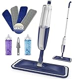Wet Dust Mops for Floor Cleaning - MEXERRIS Microfiber Spray Mops 4X Reusable Mop Pads 2X Bottles Wood Floor Mop with Spray Dry Mops Flat Mop for Home Commercial Use Hardwood Laminate Tiles Floors