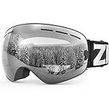 ZIONOR X Ski Snowboard Snow Goggles OTG Design for Men Women Adult with Spherical Detachable Lens UV Protection Anti-fog (VLT 94% Black Frame Clear Lens)