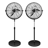 Simple Deluxe 18 Inch Pedestal Standing Fan, High Velocity, Heavy Duty Metal For Industrial, Commercial, Residential, Greenhouse Use, 2- Pack, Black