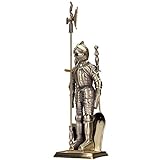 XtremepowerUS Barton Medieval Middle Ages Irons Knight Fireplace Tool Set Wood Stove Logs Poker Holder Brush, Antique Brass.