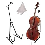 WayvPoint Cello Stand - Adjustable and Foldable with Hook for Bow - Compatible Guitar Instrument Stand - Complete with XL Microfiber Cloth