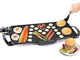 Mueller XL 24' x 12' Family-Sized Pancake Griddle, Healthy Eco Non-Stick Electric Griddle, 18 Eggs at Once, with Cool-Touch Removable Handles & Temp Control, for Pancakes, Burgers, Eggs, Black