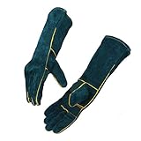 AOWPFVV Animal Handling Gloves Bite Proof - Puncture Proof Gloves - Dog Bite Gloves for Grooming - Leather Welding Gloves /Kevlar /Bite Proof - Cat Gloves /Fire Resistance Proof 16 INCH Long Gloves