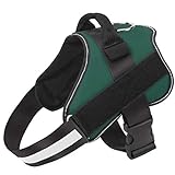 Bolux Dog Harness, No-Pull Reflective Dog Vest, Breathable Adjustable Pet Harness with Handle for Outdoor Walking - No More Pulling, Tugging or Choking (Dark Green, L)