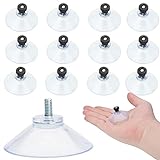 AccEncyc Suction Cup 40 mm Glass Suction Pads Clear PVC Sucker Pads Suction Holder Without Hooks for Bathroom Wall Door Glass Window Car Shade (Black, 12pcs)