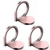 3 Package Phone Ring Stand Holder,iEugen Universal Thin Finger Loop Grip Stand Holder,Compatible with Magnetic car Mount,360 Rotation Phone Ring Grip for Phone case Tablet Smartphone Phone-Rosegold