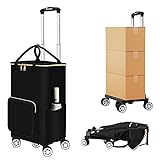 Honshine Shopping Cart for Grocery, Upgrade Large Capacity Grocery Cart on 5 Swivel Wheels, along with Waterproof Removable Bag & Telescoping Handle, Trolley Cart for Laundry Camping Gardening (Black)