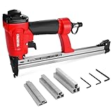 WORKPRO Pneumatic 20 Gauge Staple Gun, Oil-Free T50 Upholstery Stapler with 1260pcs 1/4' to 5/8' Staples, Extended Magazine, 200-count Staple Capacity, for Carpentry, Woodworking and DIY Projects
