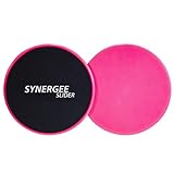 Synergee Power Pink Core Sliders. Dual Sided Use on Carpet or Hardwood Floors. Abdominal Exercise Equipment