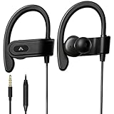 Avantree E171 - Sports Earbuds Wired with Microphone, Sweatproof Wrap Around Earphones with Over Ear Hook, in Ear Running Headphones for Workout Exercise Gym Compatible with Cell Phones