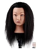 Kalyx Cosmetology Afro Mannequin Head with Hair for Braiding Cornrow or Practice Sew in on Hair Doll Head Manikins Hair Training Head