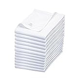 WHITEWRAP Flour Sack Kitchen Towels |Cotton Blank Dish Cloth | Tea Towel Crafting Embroidery|Thick Absorbent Quick Dry | Baking Bread Proofing Breathable Linen Cover, Set of 12, 18 x 28 Inch,White