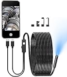 Endoscope Camera with Light, SKYEAR Inspection Borescope 1920P HD Snake Camera with 6 LED Lights, IP67 Waterproof Semi-Rigid Cord Endoscope for OTG Android, iPhone and Ipad(16.4ft)