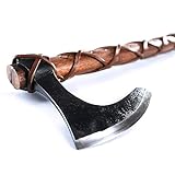 Norse Tradesman 24' Two-Handed Viking Battle Axe with 1095 Carbon Steel Axe Head & Teakwood Shaft with Hand-Engraved Norse Runes | The Skeggøx