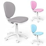 Kids Desk Chair, Armless Ergonomic Study Chair for Boys Girls Cute Computer Chair with Adjustable Height and Seat Depth Swivel Rolling Desk Chair for Teens (Gray)