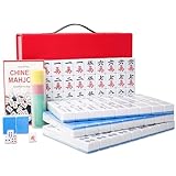 GUSTARIA Chinese Mahjong Set, X-Large Mahjong Tiles Set (Blue,1.6'), Complete Mah Jongg Set with Carrying Case & English Instruction