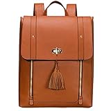 Estarer Women PU Leather Backpack 15.6inch Laptop Vintage College School Rucksack Bag(brown)