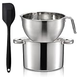 ZENFUN Double Boiler Pot Set with Silicone Spatula, 2000ml/1.8QT Chocolate Melting Pot with 2800ml/2.54QT Stainless Steel Pot, Candy Melting Pot, Chocolate Melter for Butter, Caramel, Cheese, Wax,