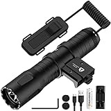 TOUGHSOUL Mlok Picatinny Tactical Flashlight 1250 Lumens, Rechargeable Flashlight with Remote Pressure Switch LED Light with Rechargeable Batteries and Charger Included (Picatinny Mounted)