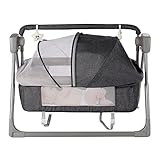 Baby Bassinet, Automatic Baby Bassinet Bedside Sleeper, Rocking Baby Swing Bed Crib Rocker, Electric Cradle Sleeping Basket Cot With 5 swing speed Adjustable, For 0-36 Months Babies (Dark Gray)