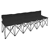 Strong Camel Portable 6 Seater Team Sports Sideline Bench Outdoor Waterproof Foldable Sits (Black)