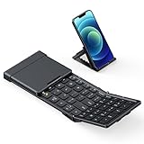 ProtoArc Foldable Compact Bluetooth Keyboard, XK01 Mini Portable Keyboard with Number Pad, Pocket-Sized Wireless Travel Keyboard for iPad iPhone Mac Android Windows iOS, Sync Up to 3 Devices