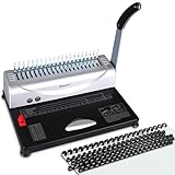 MAKEASY Binding Machine, 21-Hole, Book Binding Machines with 100PCS 3/8'' Comb Bindings Spines, Comb Binding Machine for Letter Size, A4, A5 Paper