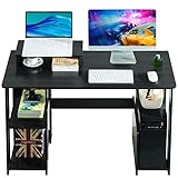 Computer Desk with Writing Storage-Shelf for Home-Office - WOODYNLUX 43.4 inch Modern Simple Style Corner Laptop Table Desk for Writing Studying Working Gaming with Monitor Stand Space Saving.