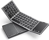 seenda Foldable Bluetooth Keyboard for Travel, Tri-Folding Wireless Portable Keyboard with Touchpad, Rechargeable Multi-Device Small Keyboard, for Laptop Tablet PC Smartphone Windows iOS Android