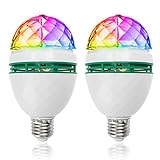 SUNETARY 3W E27 LED Disco Light Bulb Rotating Disco Ball Light Bulb, RGB Lightbulbs Strobe Light Bulb, Multi Color Changing Spinning Lights for Home Parties, Birthday, Club, Bar, Disco, 2 Pack